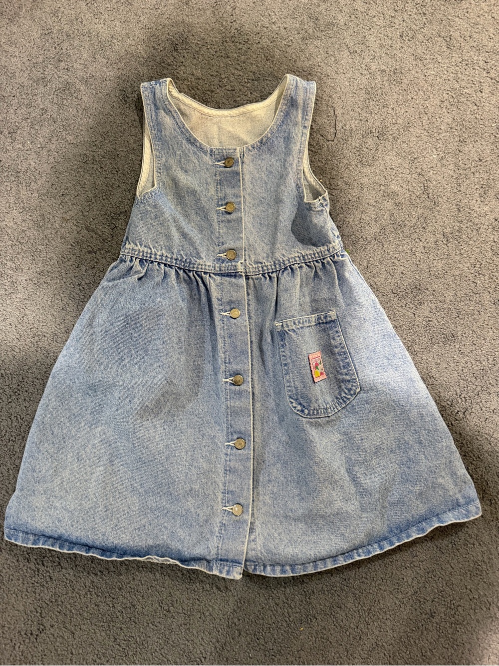 Vintage LEE JEANS Light Wash Button-Front Denim Pinafore Dress 6x